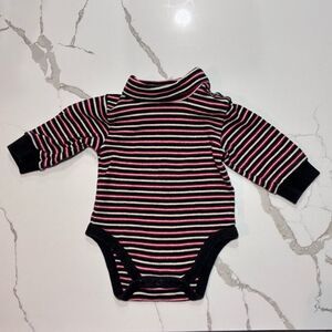 The Children’s Place | Unisex Boys Girls Red Black Striped Turtleneck Size 6-9M